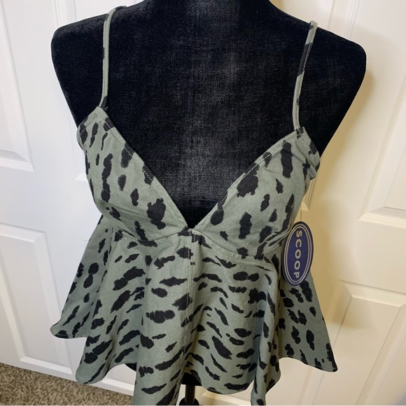 Scoop Olive Cheetah Baby Doll Cami Top - Picture 2 of 6